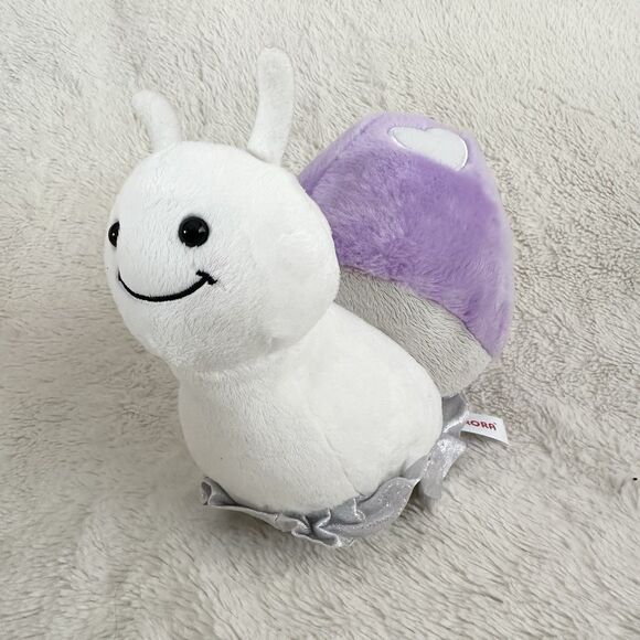 Aurora World White Purple Shell Snail Silver Glitter Bottom 8” Plush Toy - Picture 1 of 7